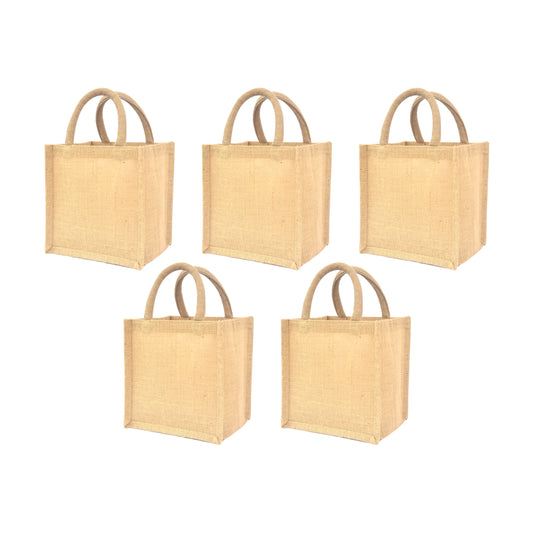 5 Small Burlap Jute Tote