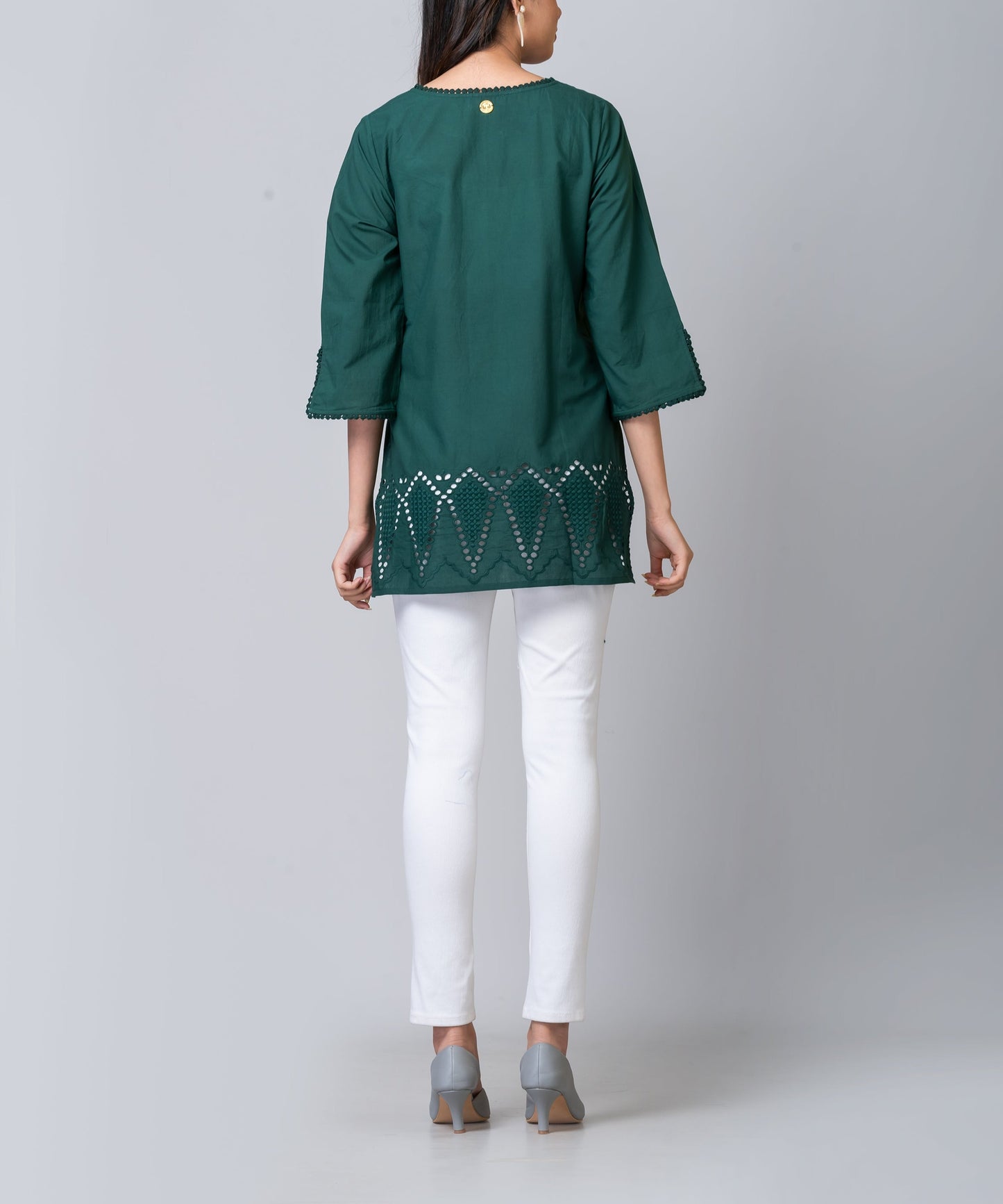 Mia Green Cotton Eyelet Tunic