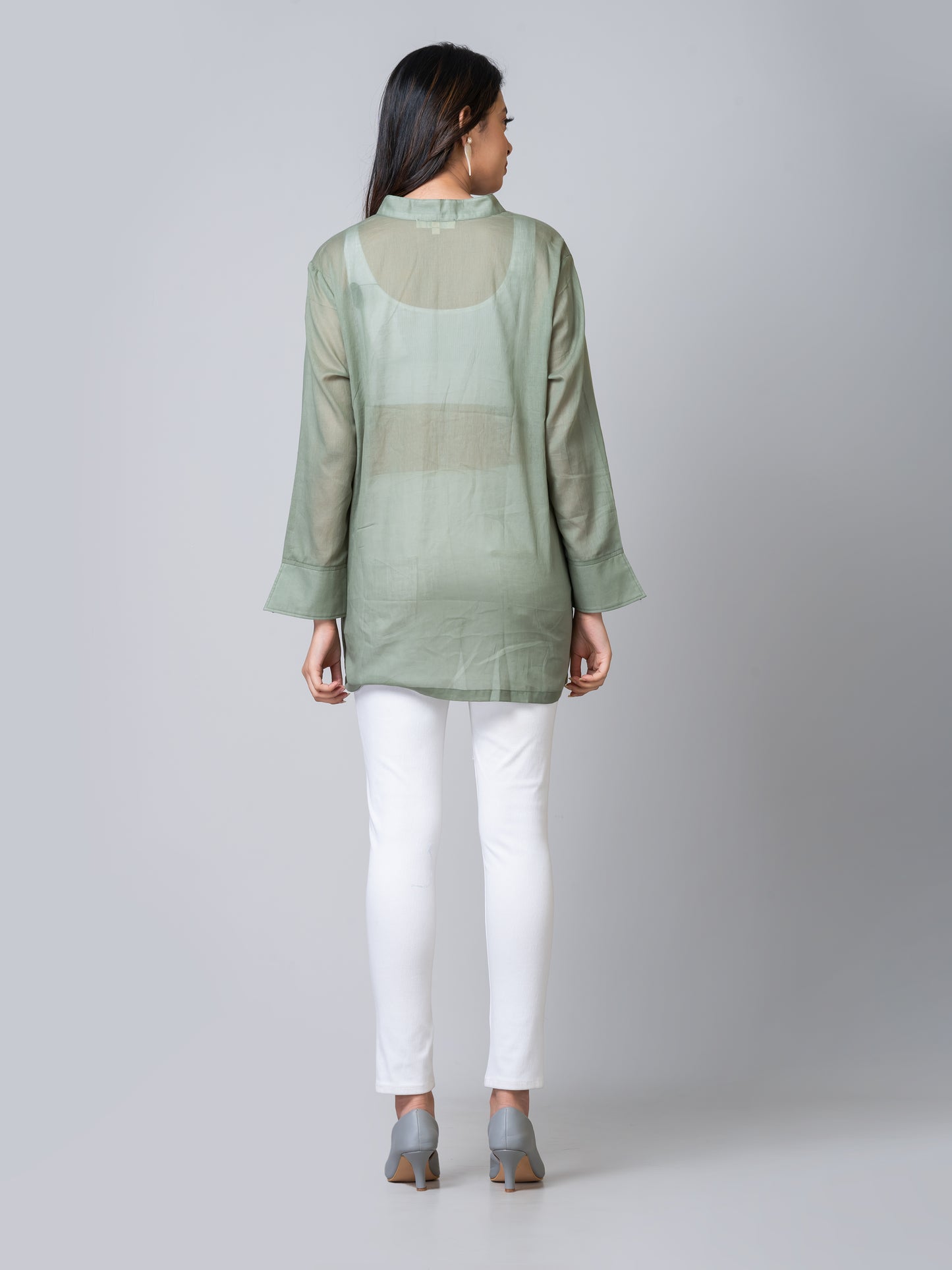 Dana Olive Green Voile Tunic