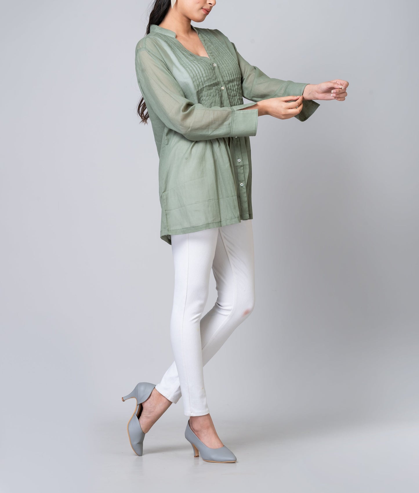 Dana Olive Green Voile Tunic