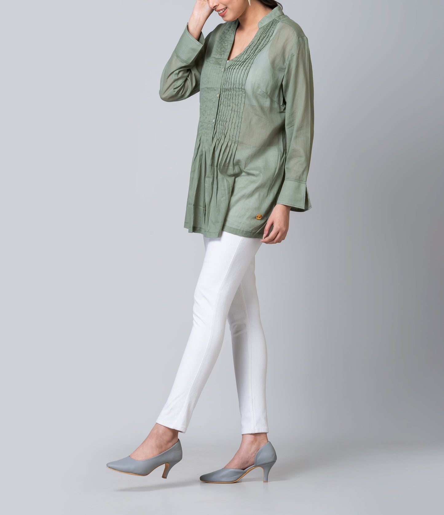 Dana Olive Green Voile Tunic