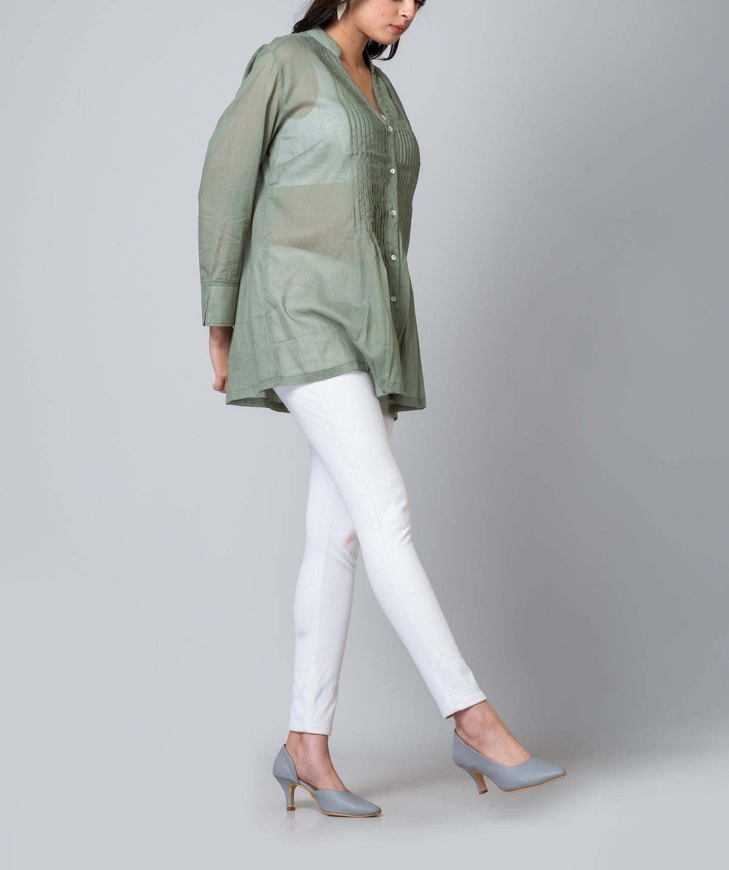 Dana Olive Green Voile Tunic