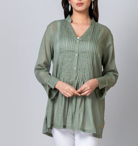 Dana Olive Green Voile Tunic