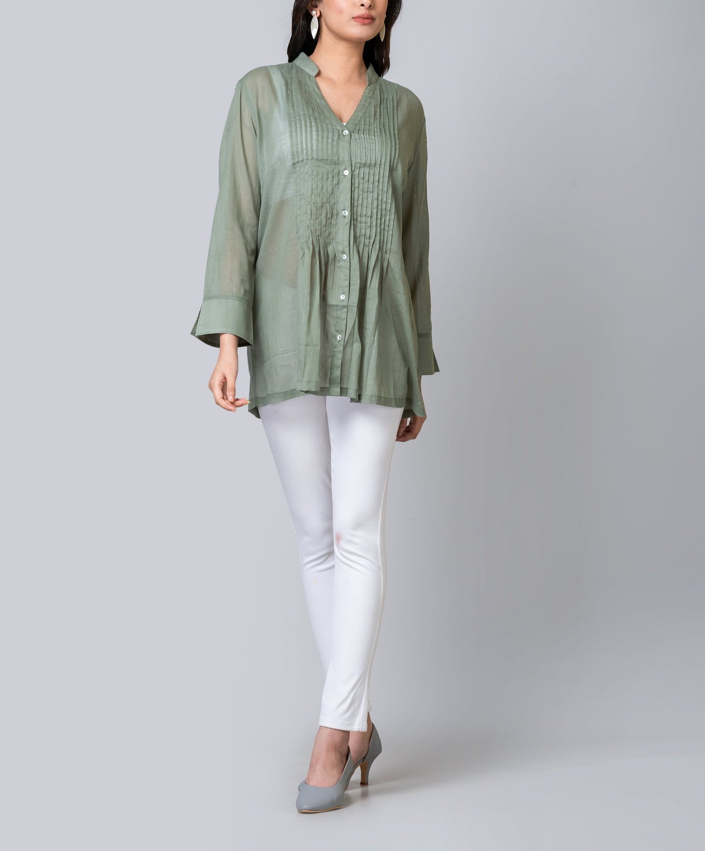 Dana Olive Green Voile Tunic