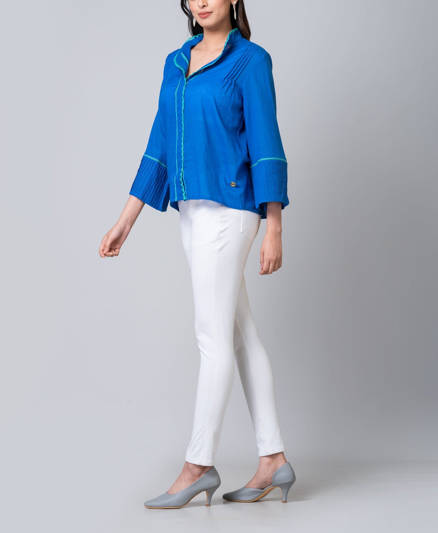 Olivia Blue Lightweight Tunic Blouse