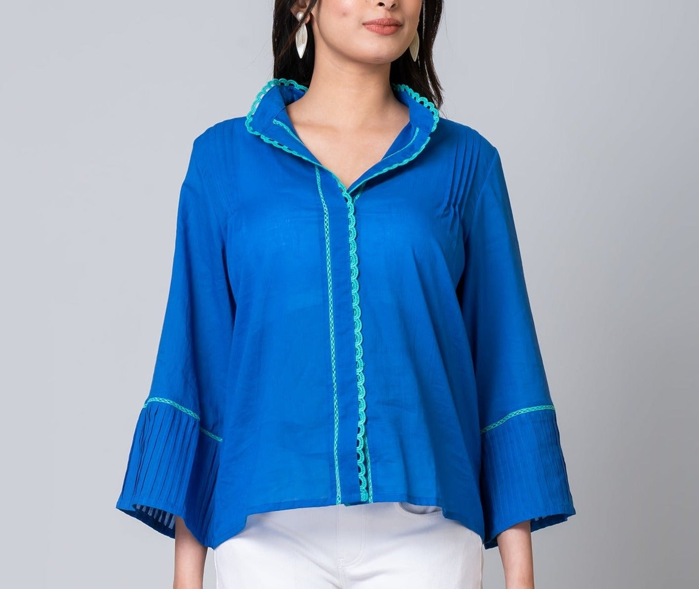 Olivia Blue Lightweight Tunic Blouse