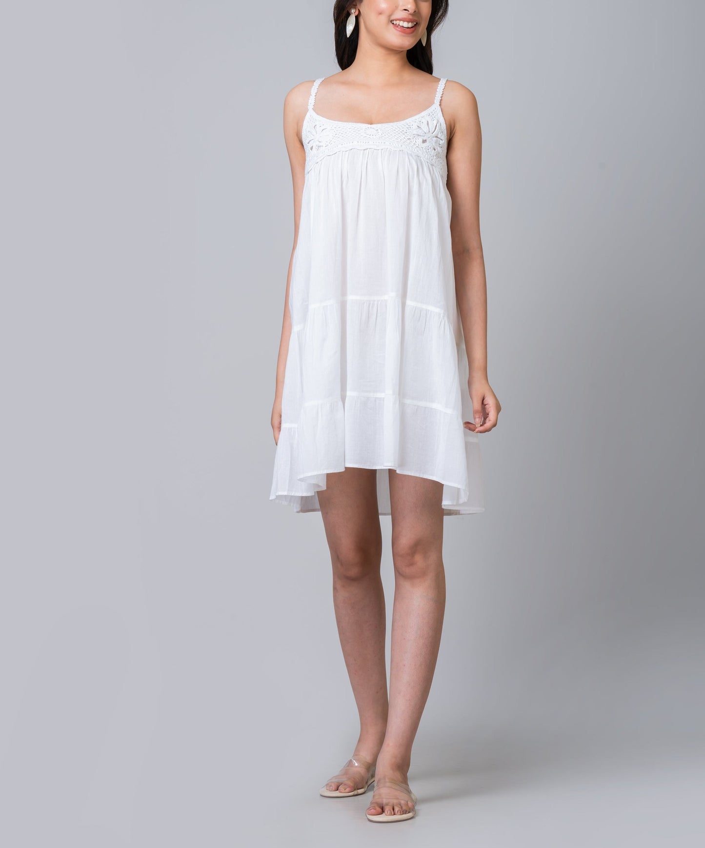 Cindy White Crochet Dress