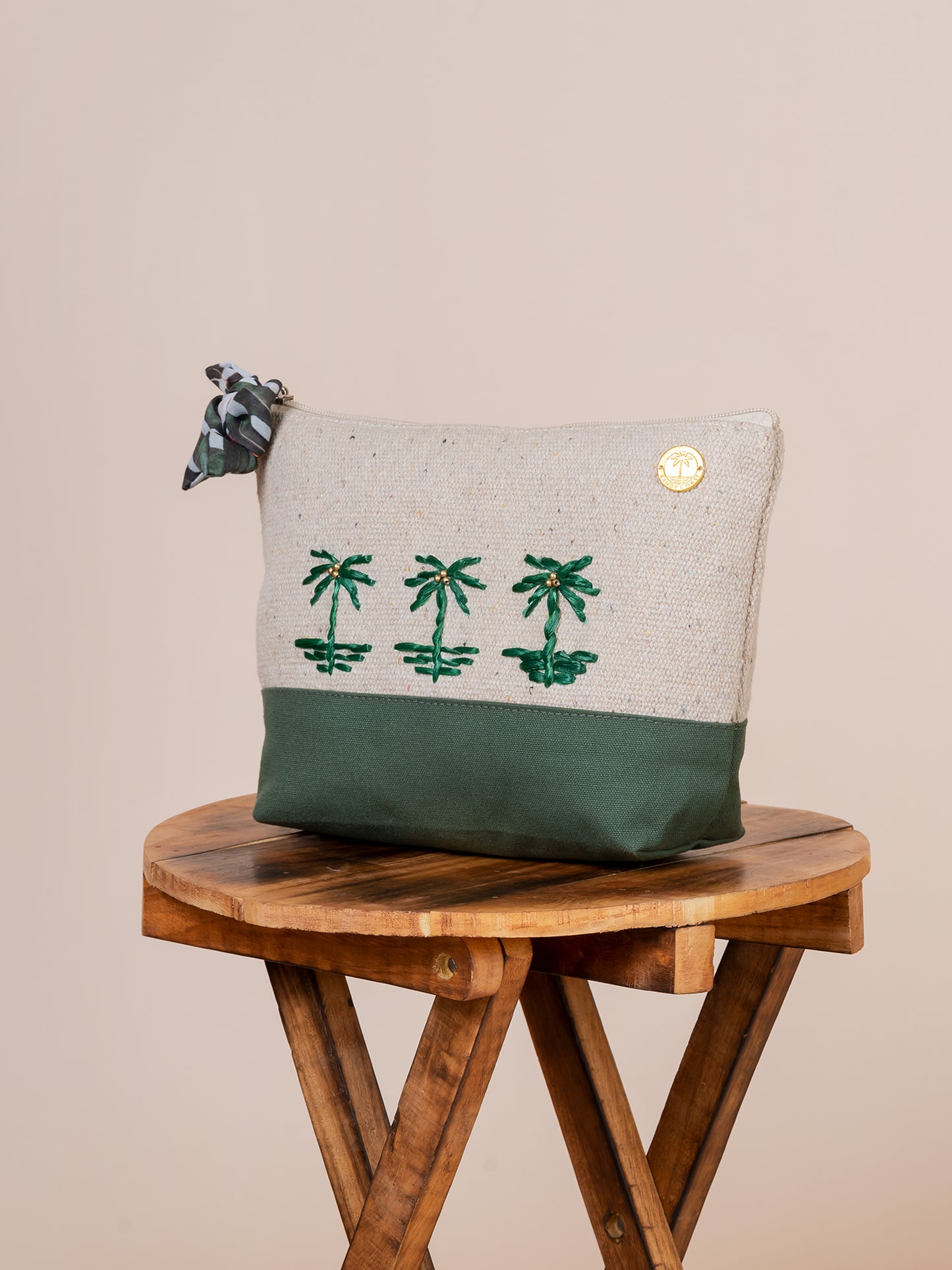 Palm Tree Embroidered Pouch