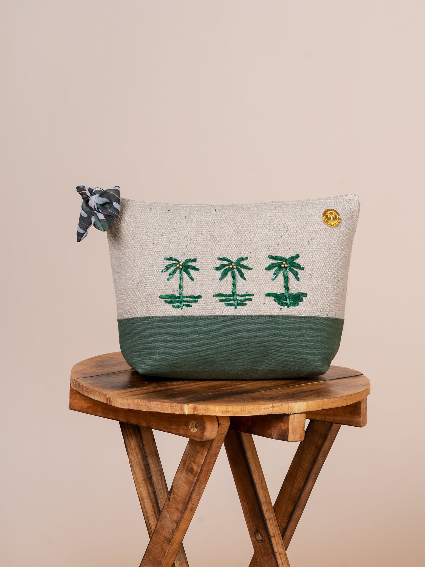 Palm Tree Embroidered Pouch