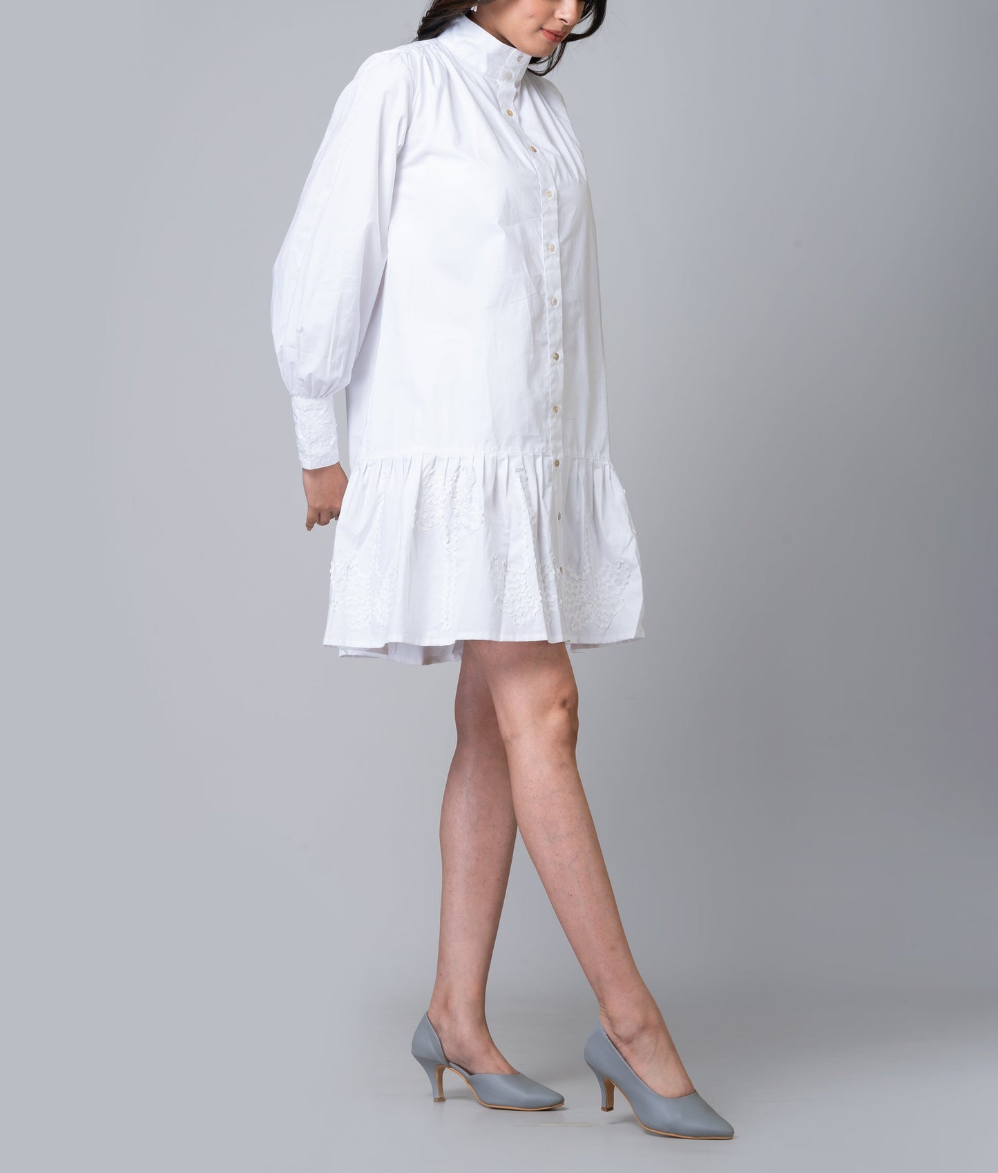 Elsa Palm White Embroidered Mini Dress