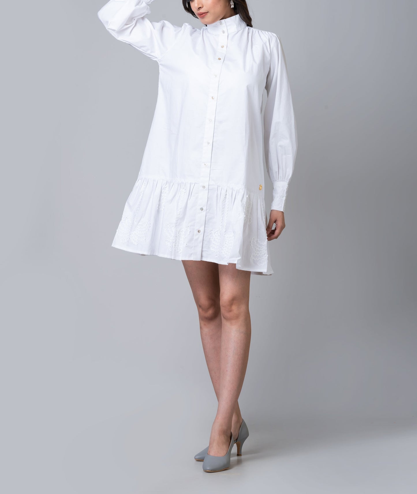 Elsa Palm White Embroidered Mini Dress