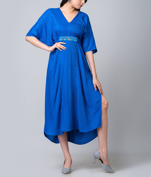 Nassau Embroidered Long Slit Kaftan Dress