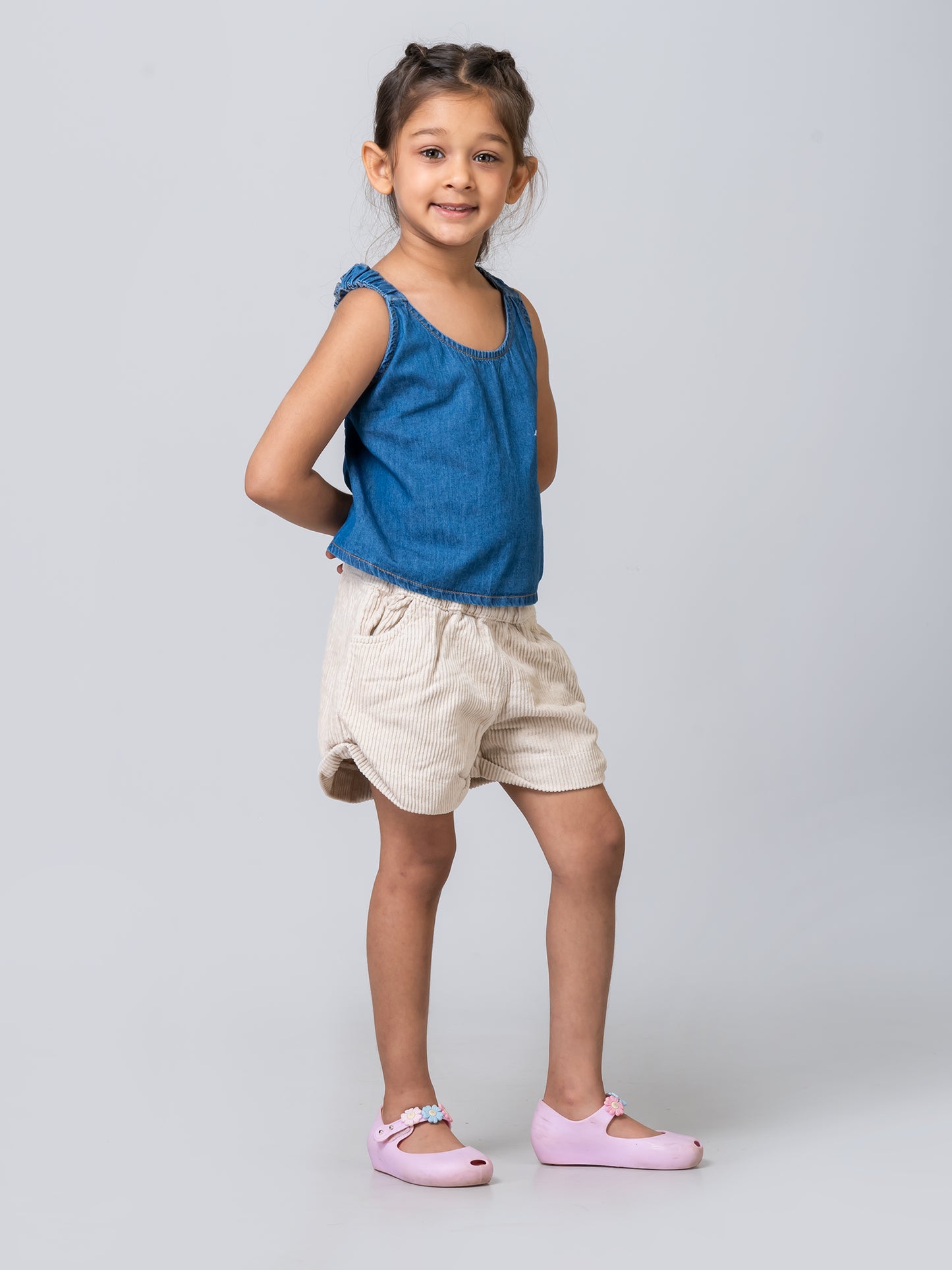 Girls Blue Denim Sleeveless Top