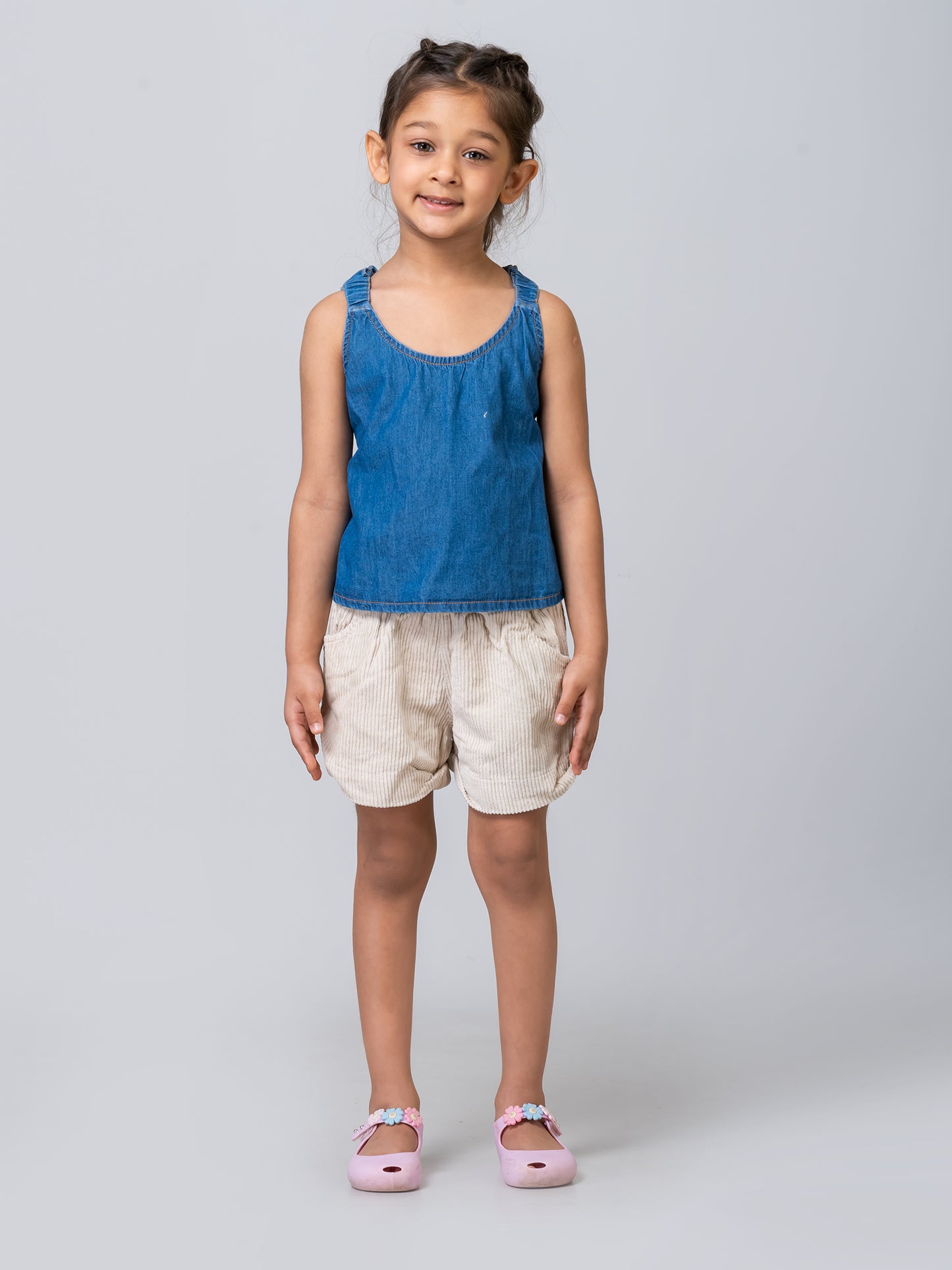 Girls Blue Denim Sleeveless Top