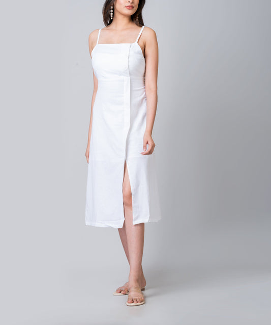 Malibu White Linen Like Dress