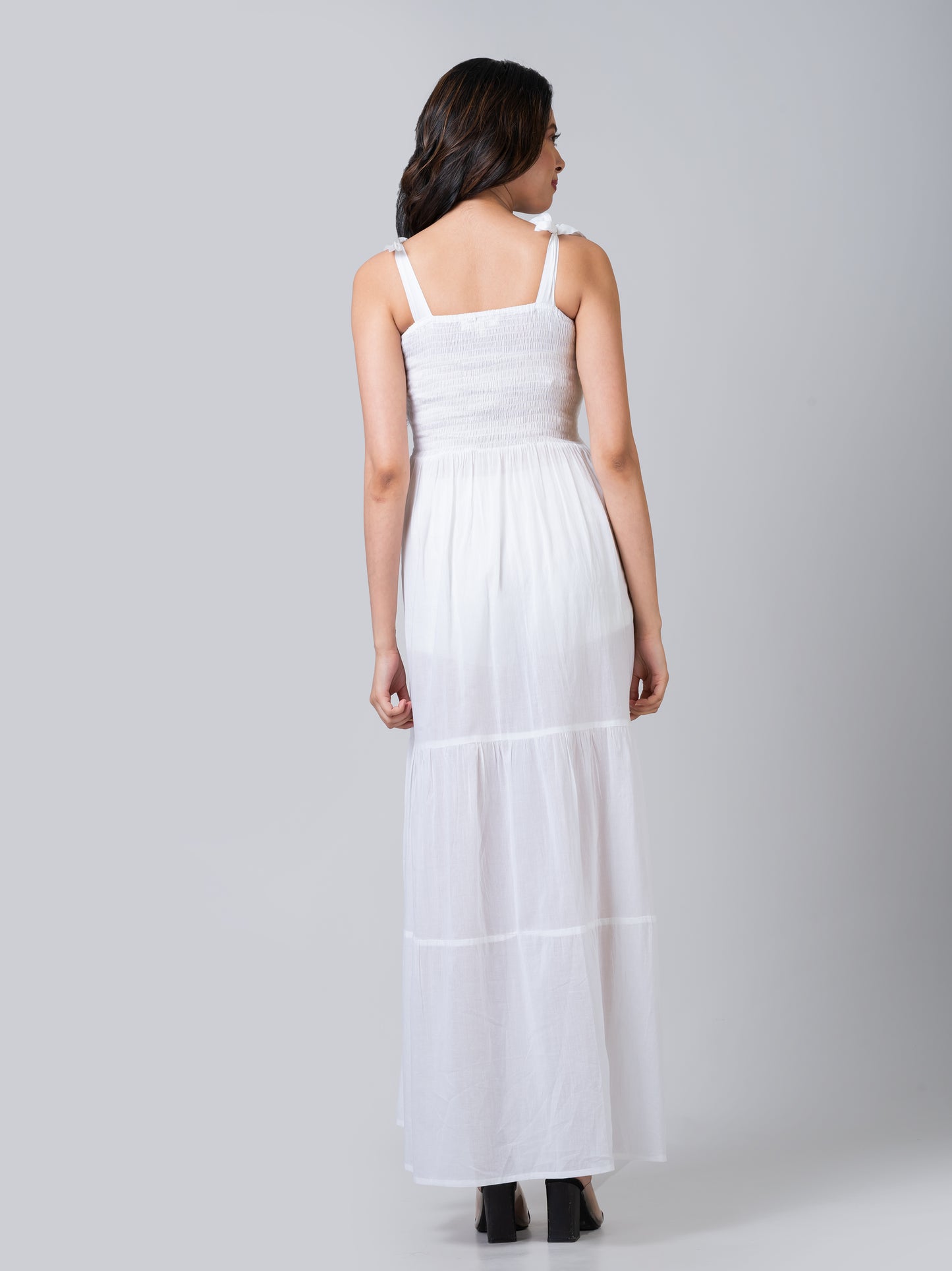 Sofia White Voile Tiered Maxi Dress