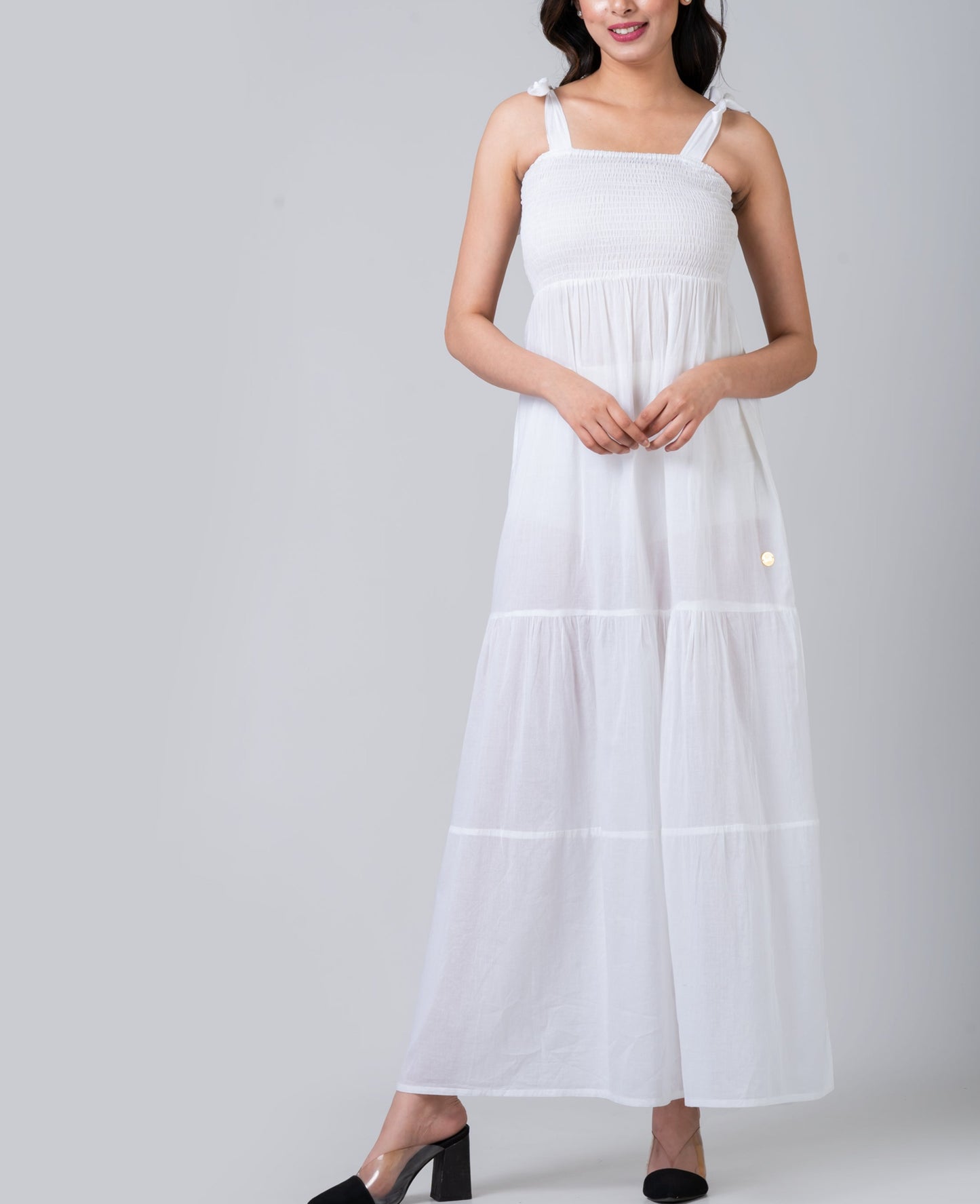 Sofia White Voile Tiered Maxi Dress