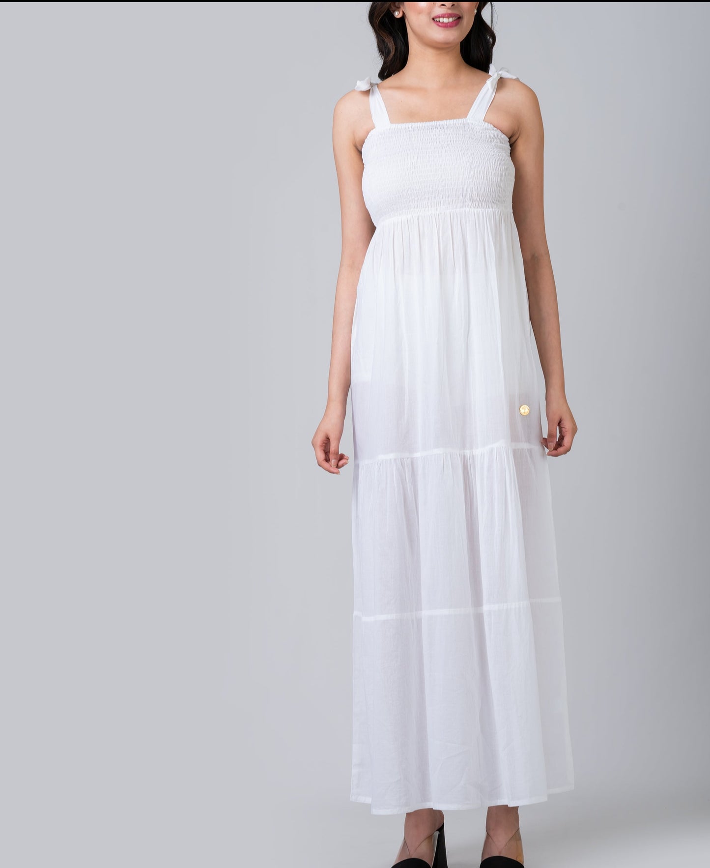 Sofia White Voile Tiered Maxi Dress