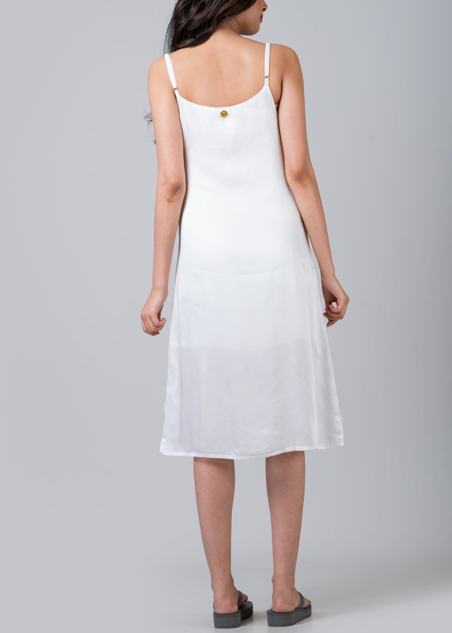 Ava White Satin Silk Modal Dress