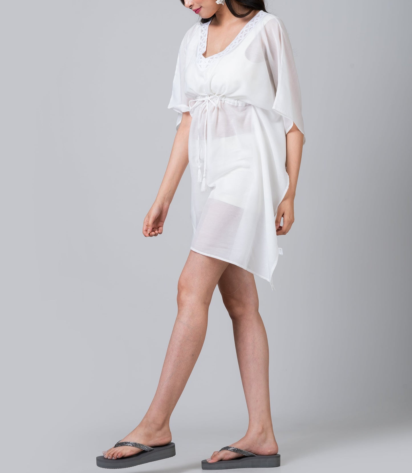 Clara White Voile Swim Cover-Up Dress