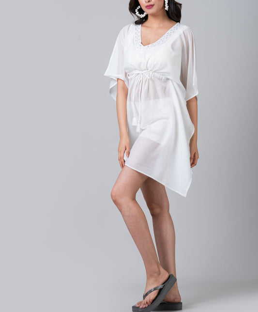 Clara White Voile Swim Cover-Up Dress