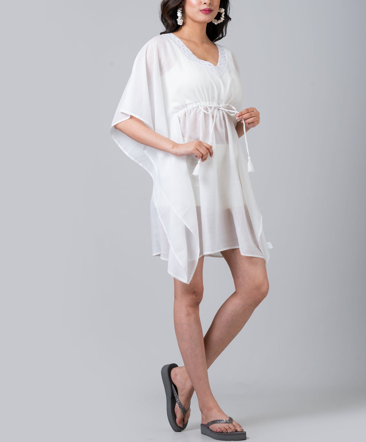 Clara White Voile Swim Cover-Up Dress