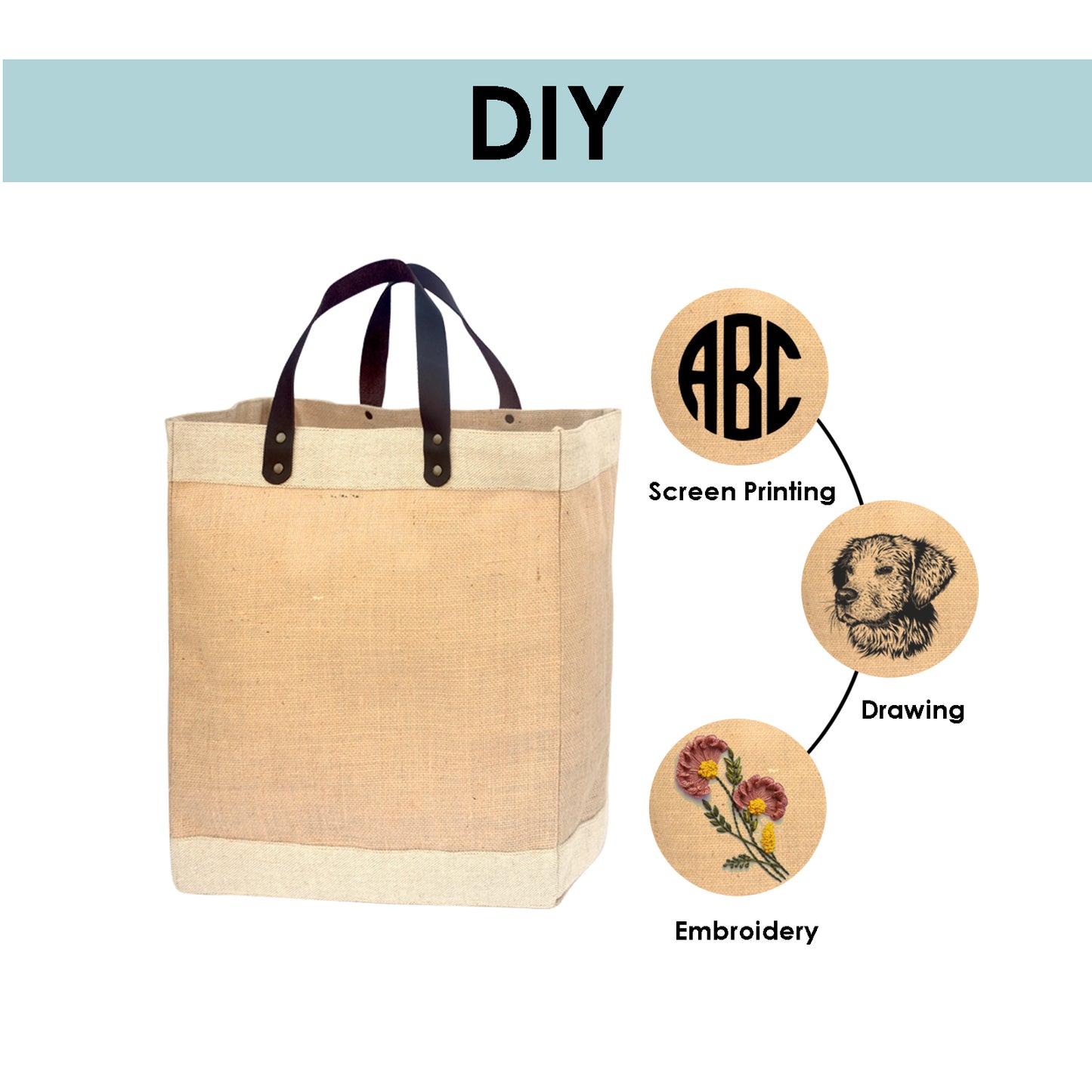 One French  Burlap Jute Tote