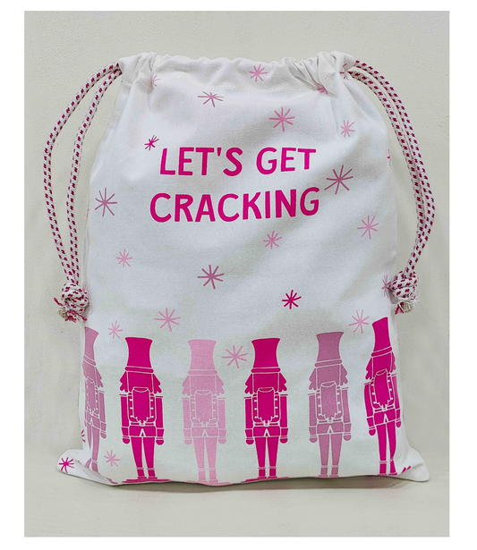 Pink Christmas Medium Santa Sack- Nutcracker