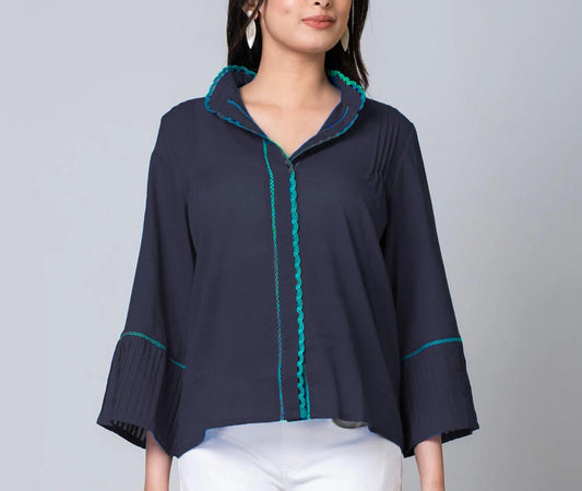 Olivia Black n Teal Lightweight Tunic Blouse