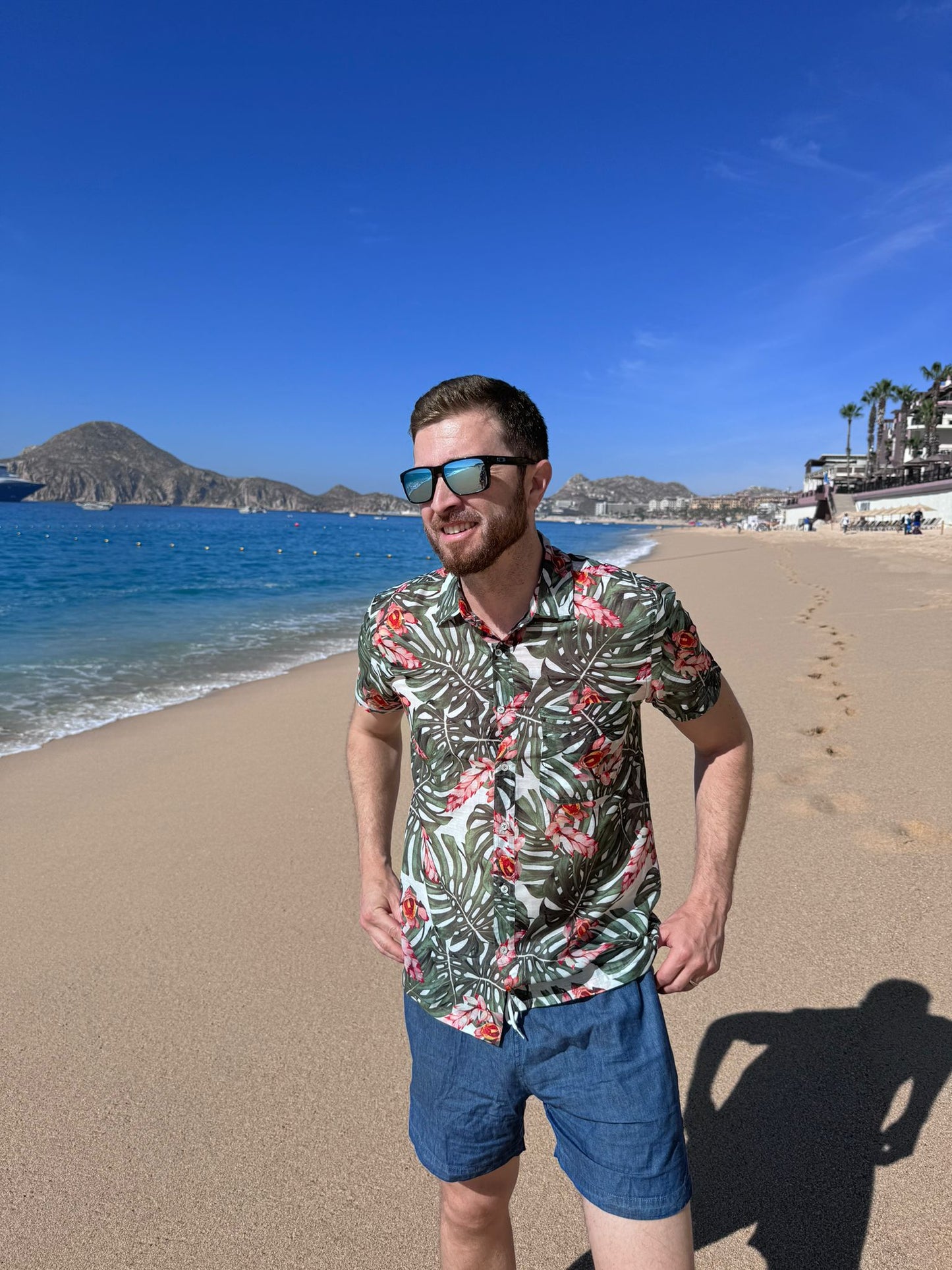 Men Tropical Palm Print Resort Shirt